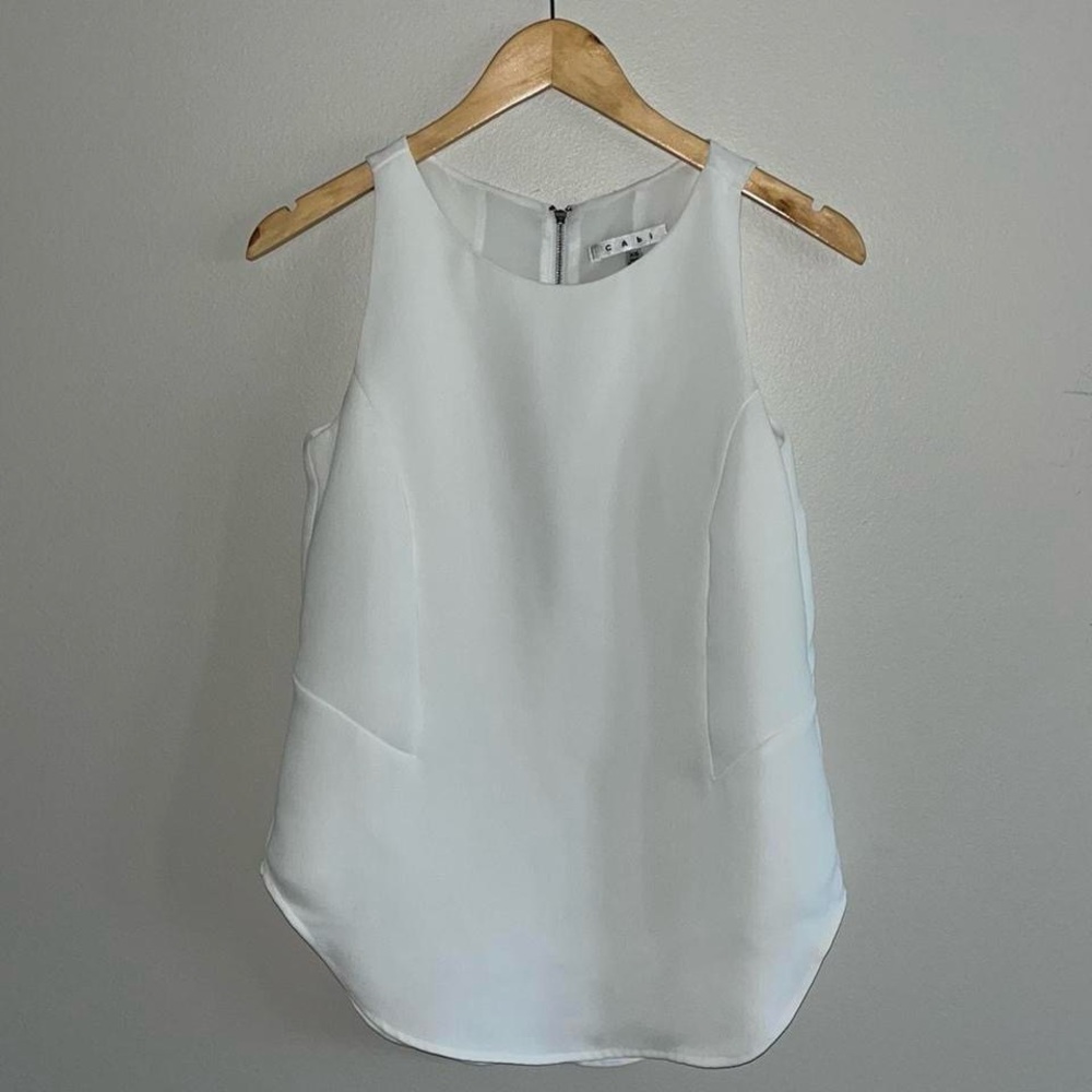 Cabi Elegant White Sleeveless Top